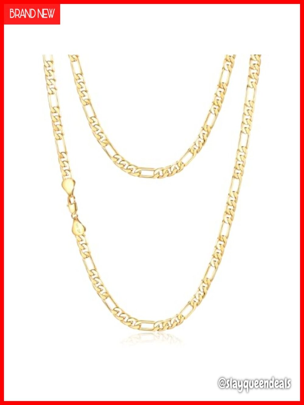 14K Gold Filled Figaro Chain Necklace 6mm Men Women Polished Lobster Clasp